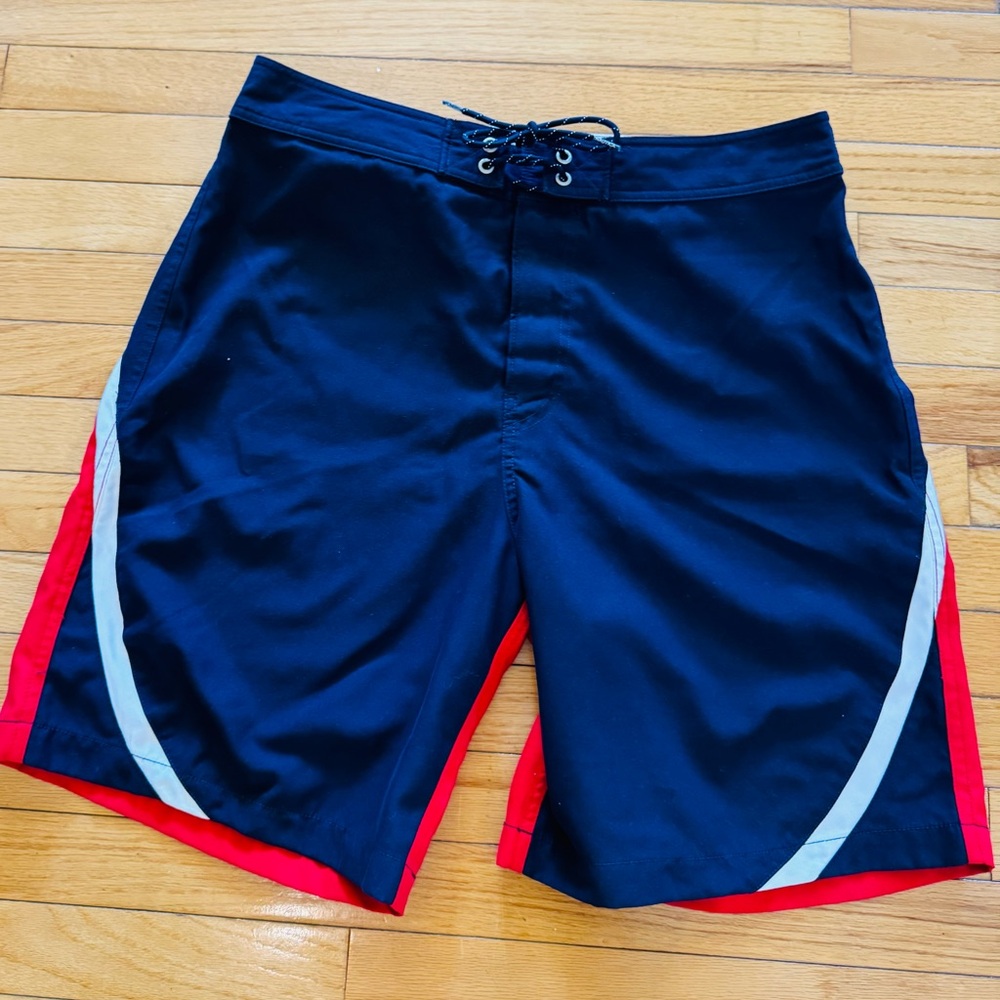 Nautica Blue and Red Board Shorts Dynamic Swimwear Size 34